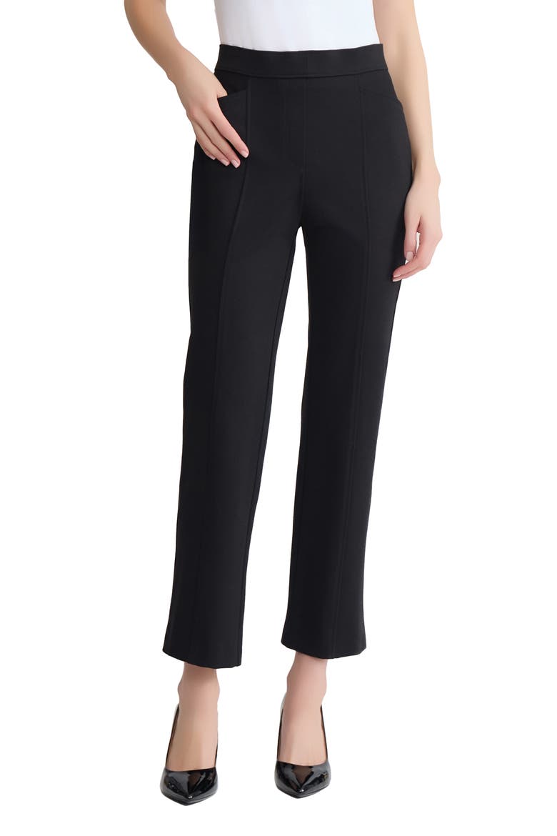 Pintuck Pull-On Straight Leg Ankle Pants, Main, color, JONES BLACK