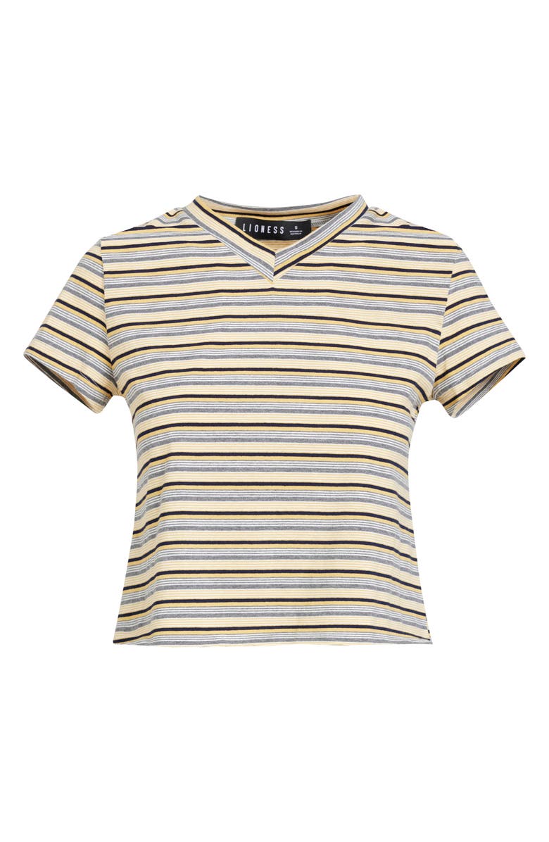LIONESS North Light Stripe Crop T-Shirt, Alternate, color, Yellow Stripe