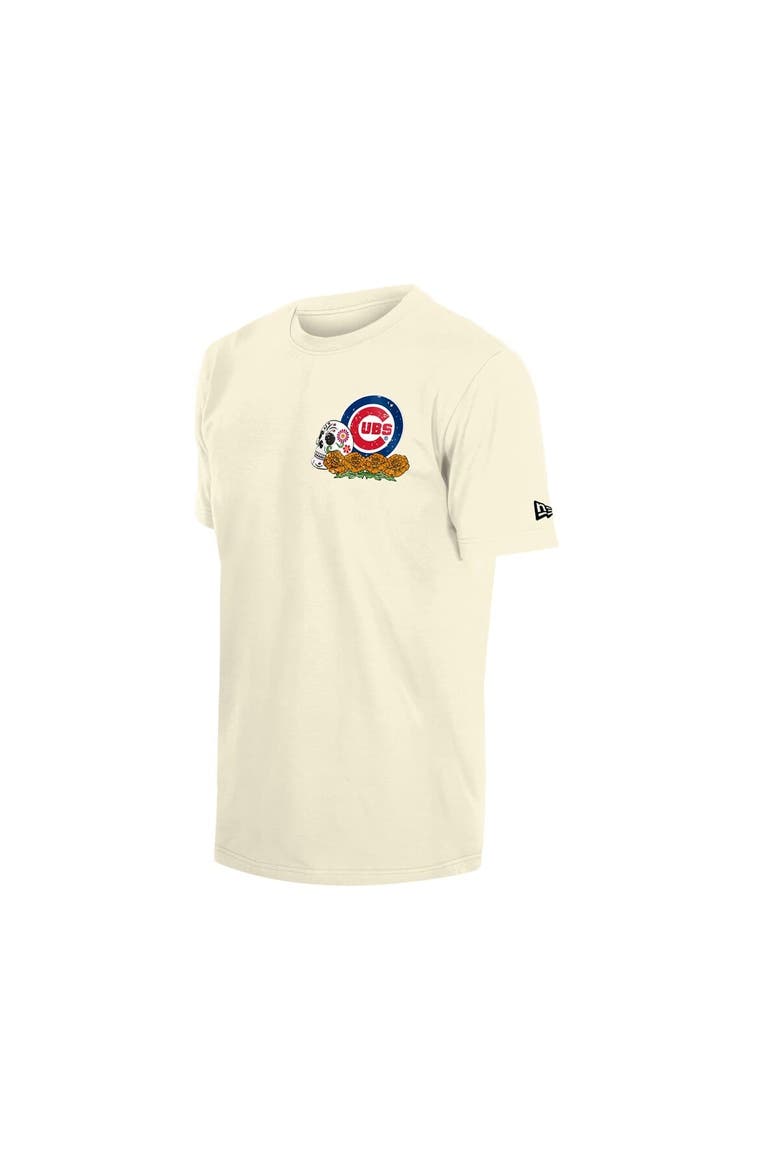 Men's New Era Natural Chicago Cubs Dia de los Muertos Sugar Skull T-Shirt, Alternate, color, Natural