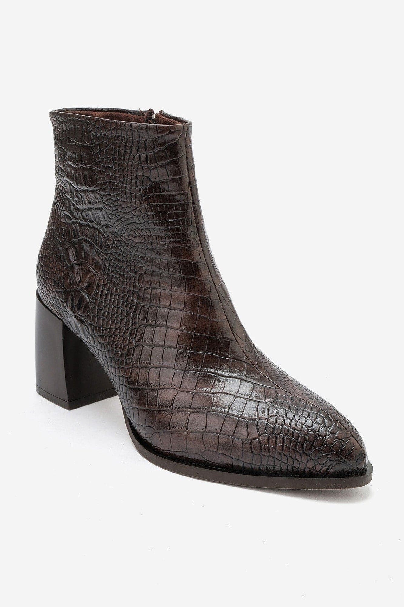 Lynda Block Heel Zip Boot, Main, color, Brown Print