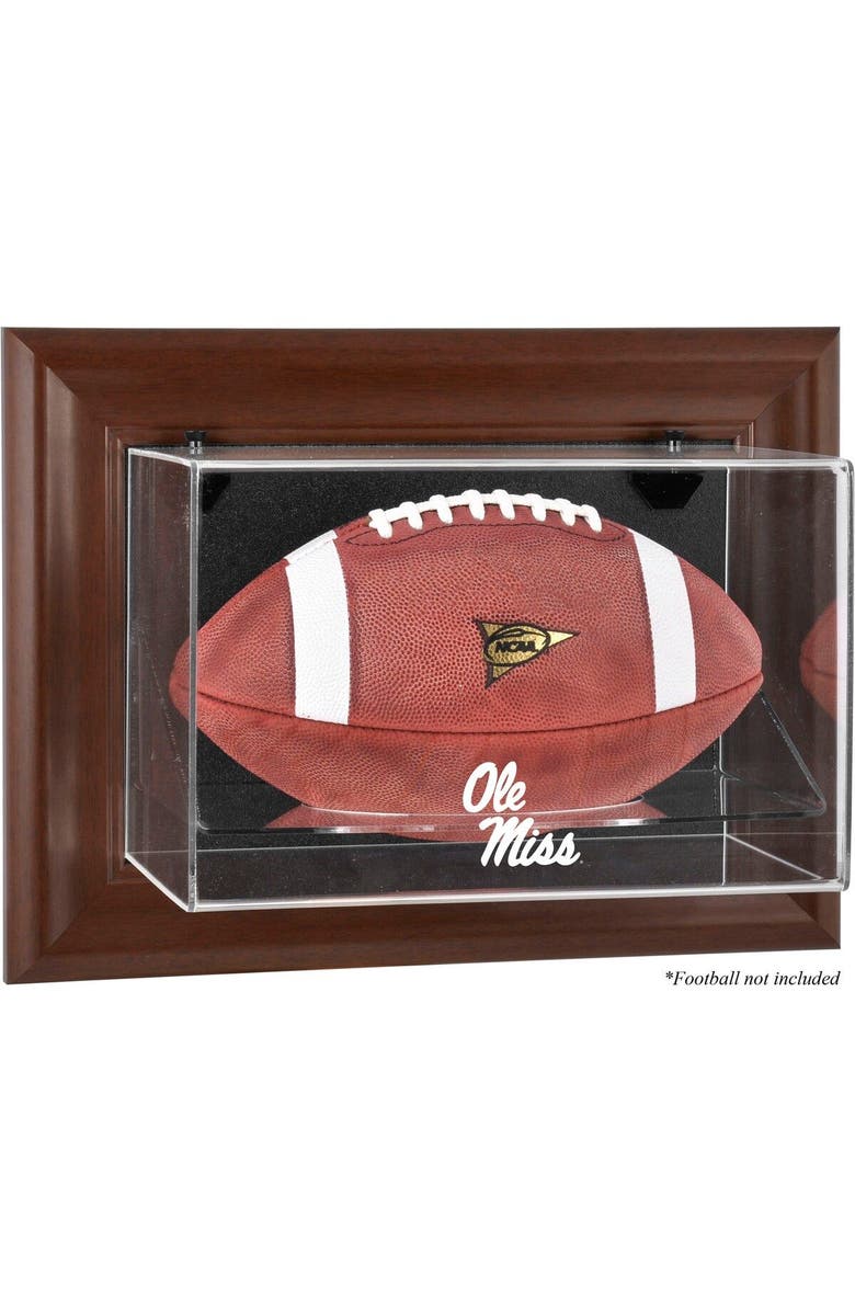 FANATICS AUTHENTIC Ole Miss Rebels Brown Framed Logo Wall-Mountable Football Display Case, Main, color, 