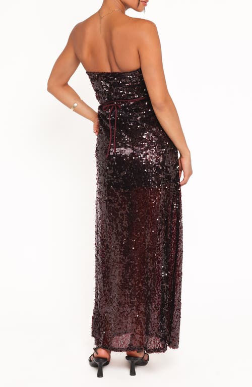 Petal And Pup Petal & Pup Liliane Sequin Strapless Maxi Dress In Brown