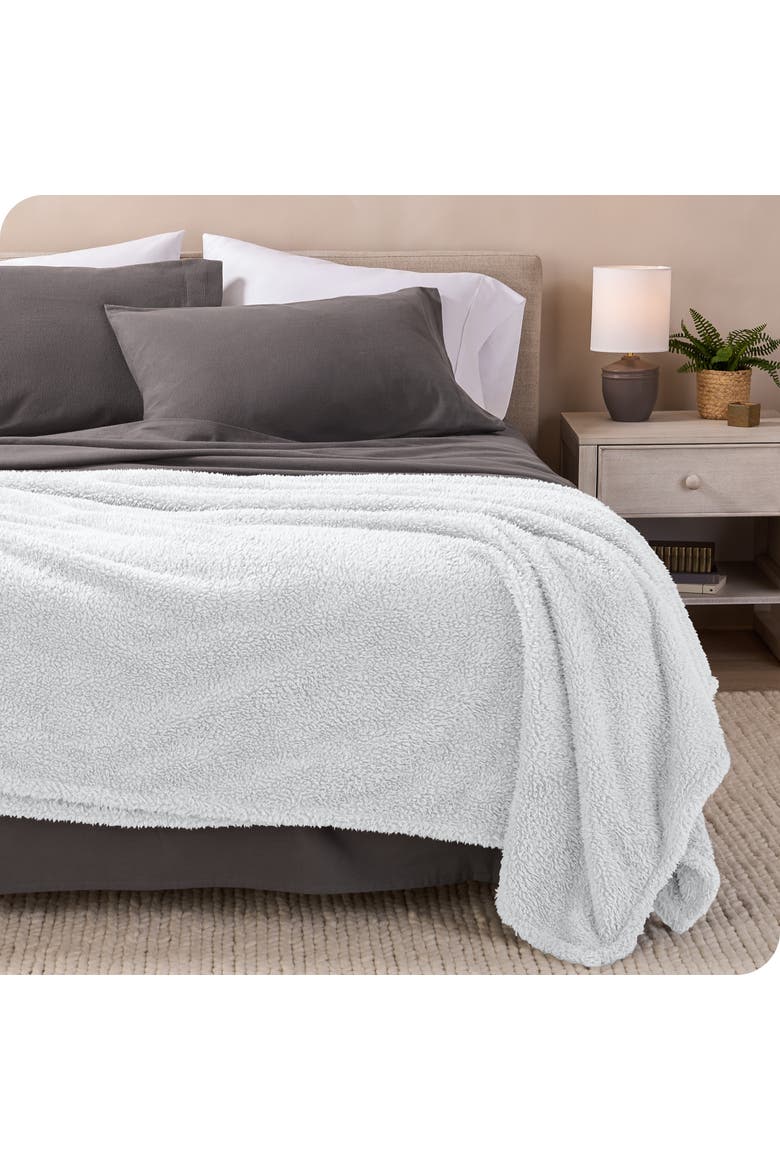 Solid Faux Shearling Blanket, Alternate, color, White