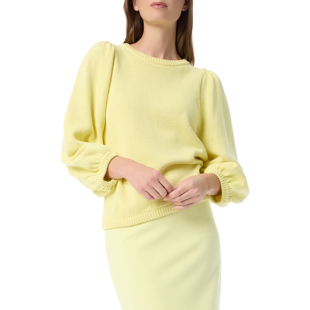 Do By Dee Ocleppo Augusta Balloon Sleeve Cotton Sweater In Yellow Pear