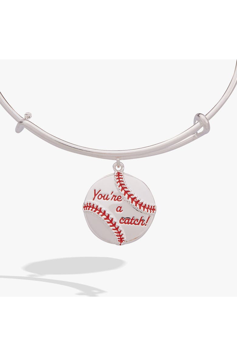 "You're A Catch" Baseball Charm Bangle, Alternate, color, Silver