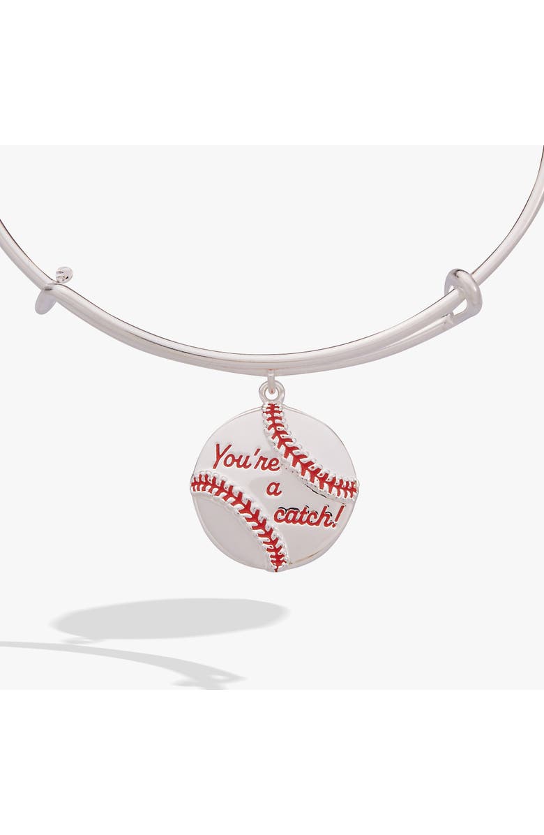 Alex and Ani "You're A Catch" Baseball Charm Bangle, Main, color,