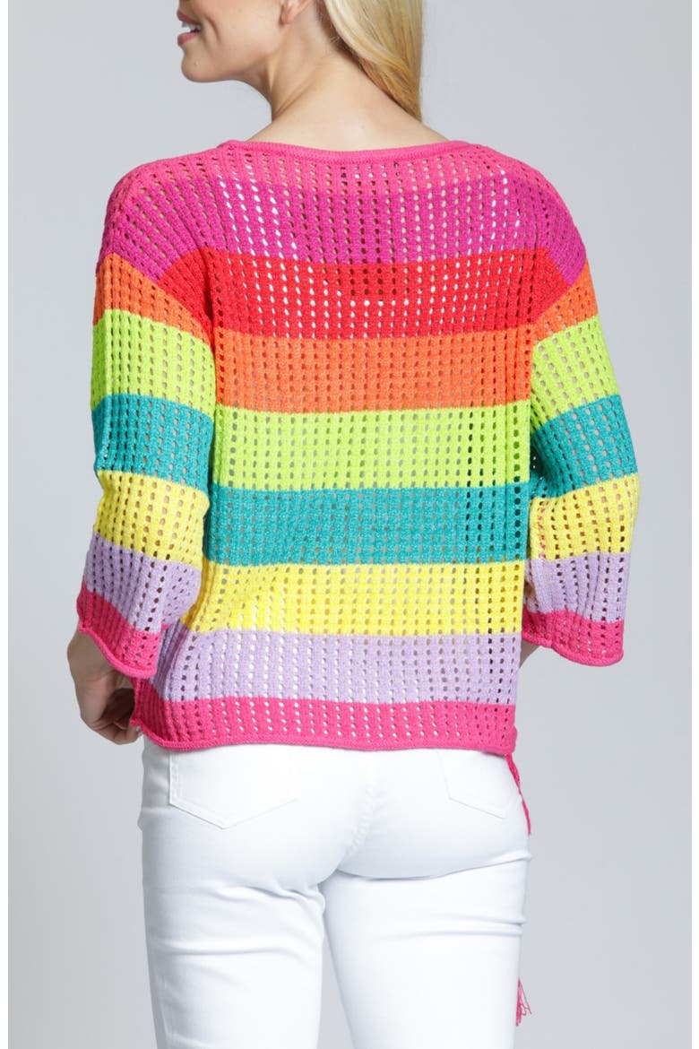 Lattice Stripe Crewneck Top, Alternate, color, YELLOWPINK MULTI