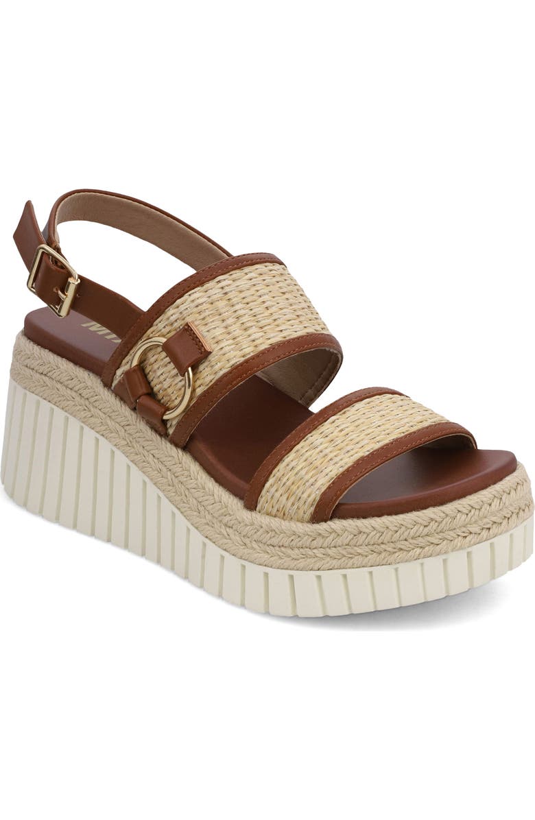 MIA Raffia Platform Slingback Sandal, Main, color, Natural/ Cognac
