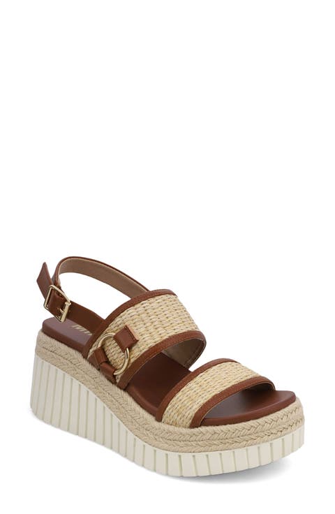 Raffia Platform Slingback Sandal (Women)