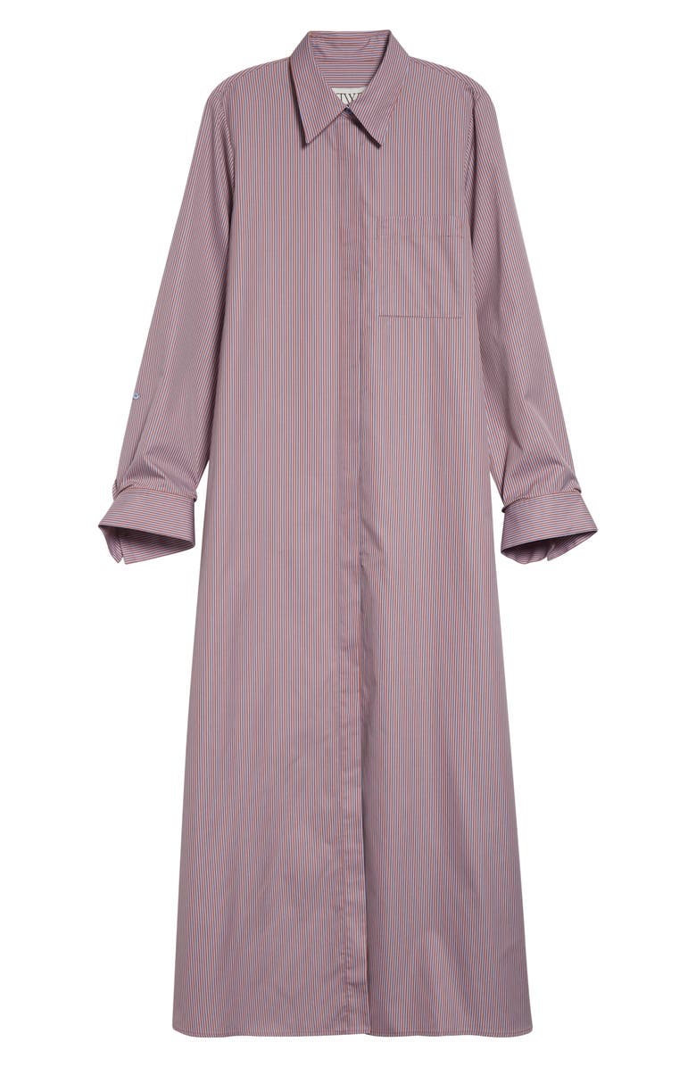 TWP Jennys Stripe Long Sleeve Cotton Shirtdress, Main, color, Rust / Blue