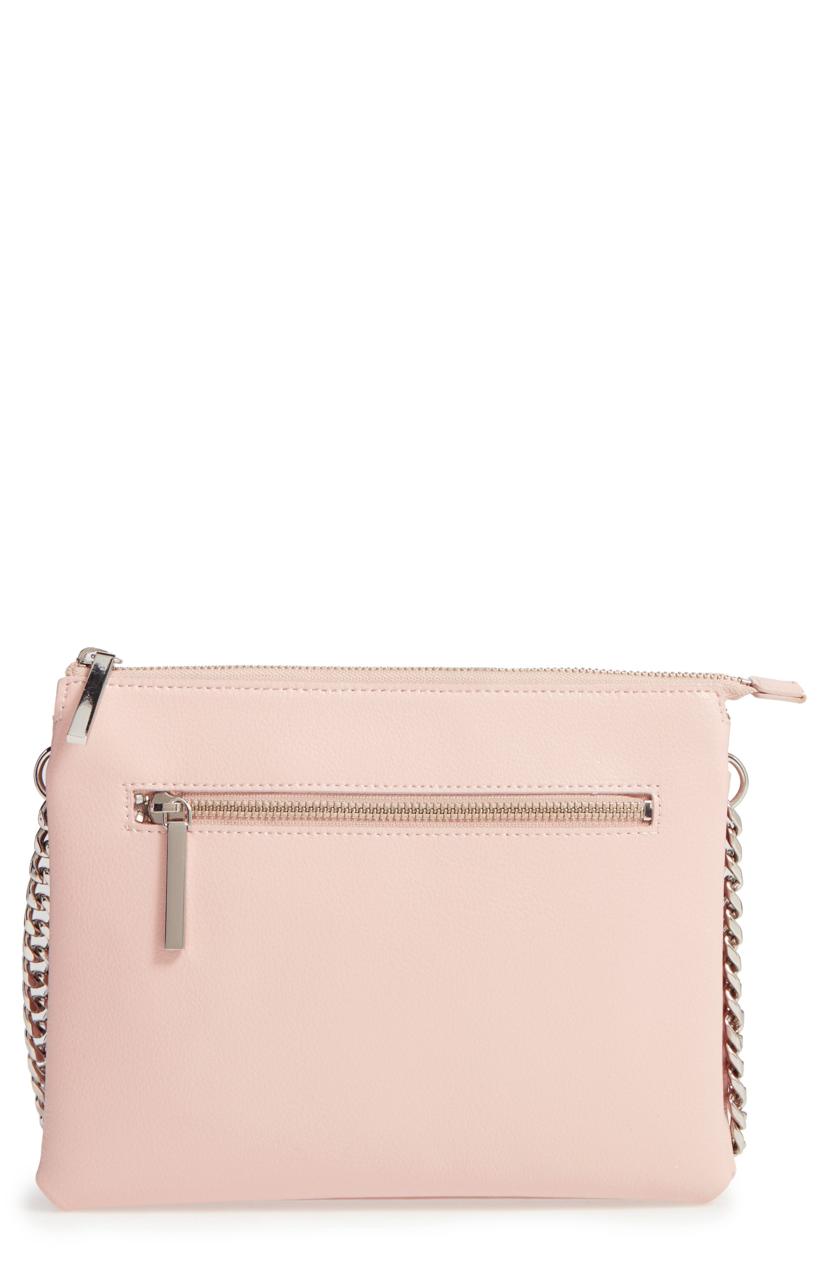 Leather Crossbody Bag, Main, color, PINK DUST