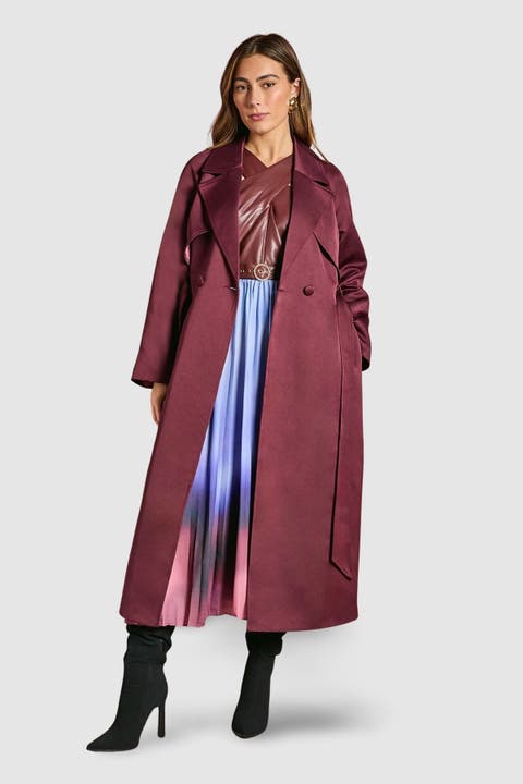 Satin Occasion Belted Trench Coat
