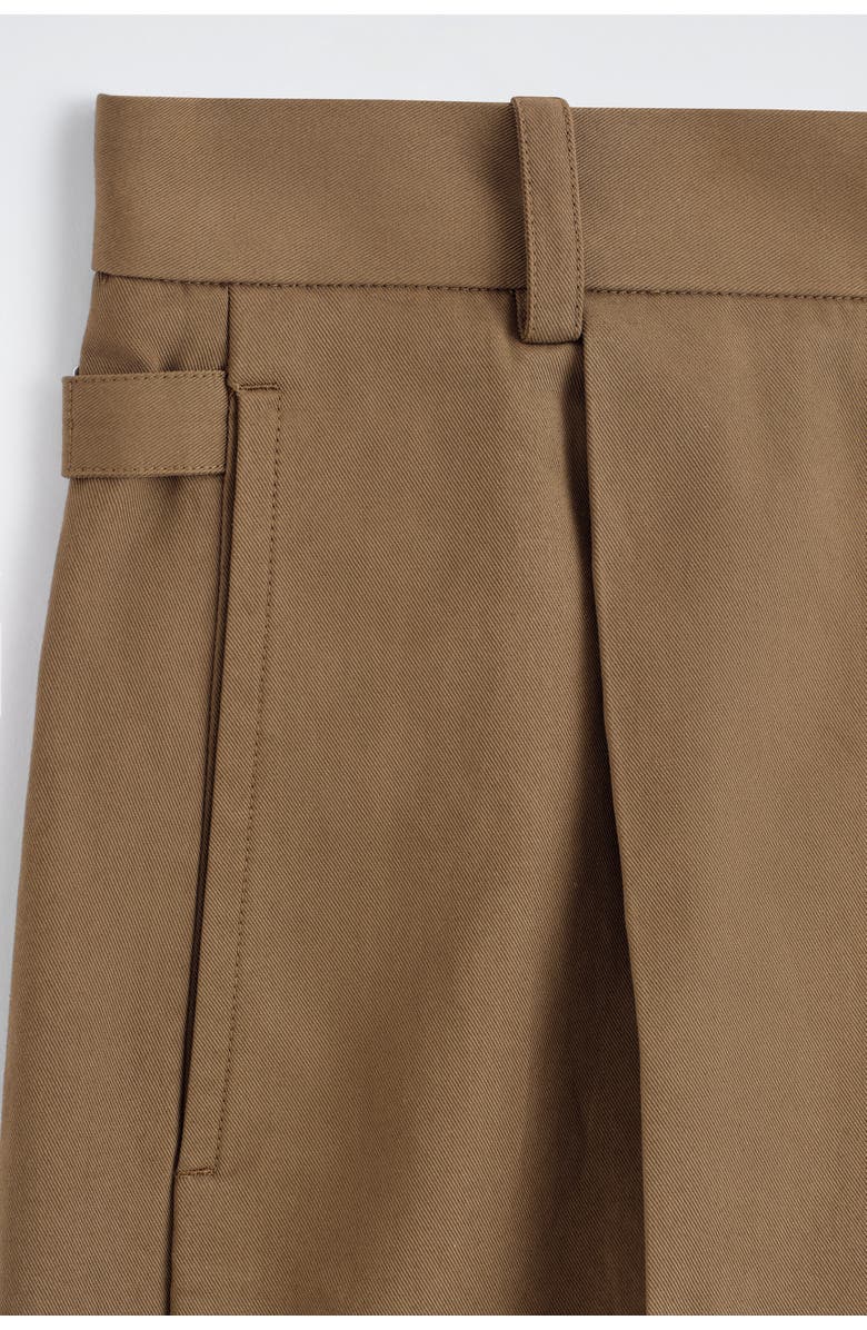 COS Pleated Turn-up Cotton Chino Shorts, Alternate, color, Khaki