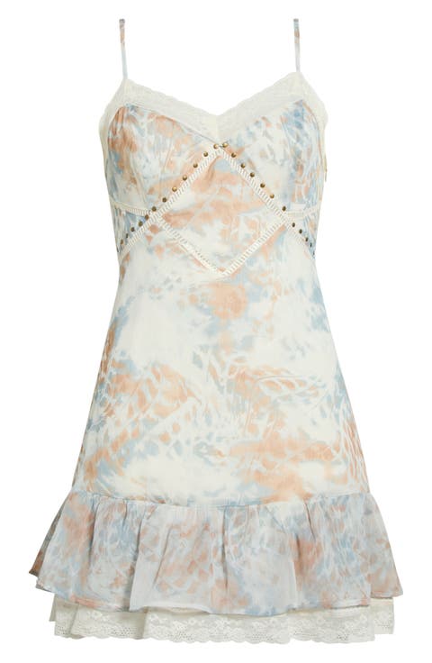 Lace Trim Chiffon Babydoll Minidress