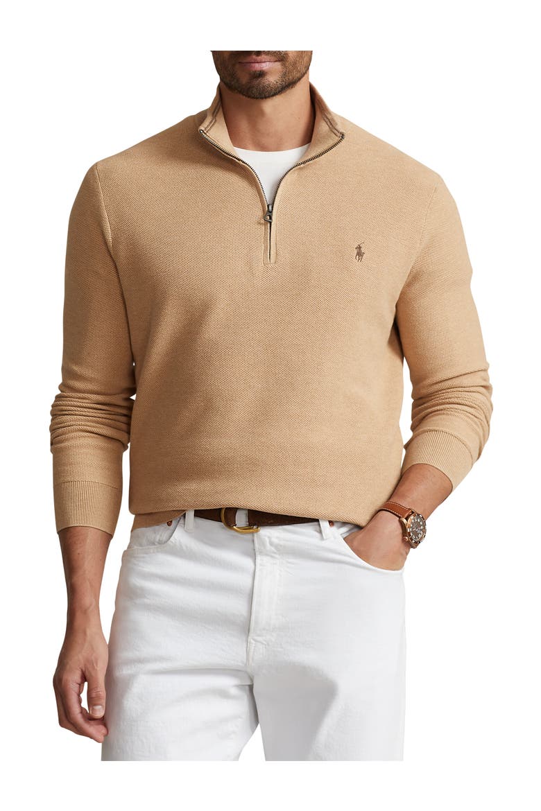 Pima Cotton 1/2-Zip Sweater, Main, color, CAMEL MELANGE