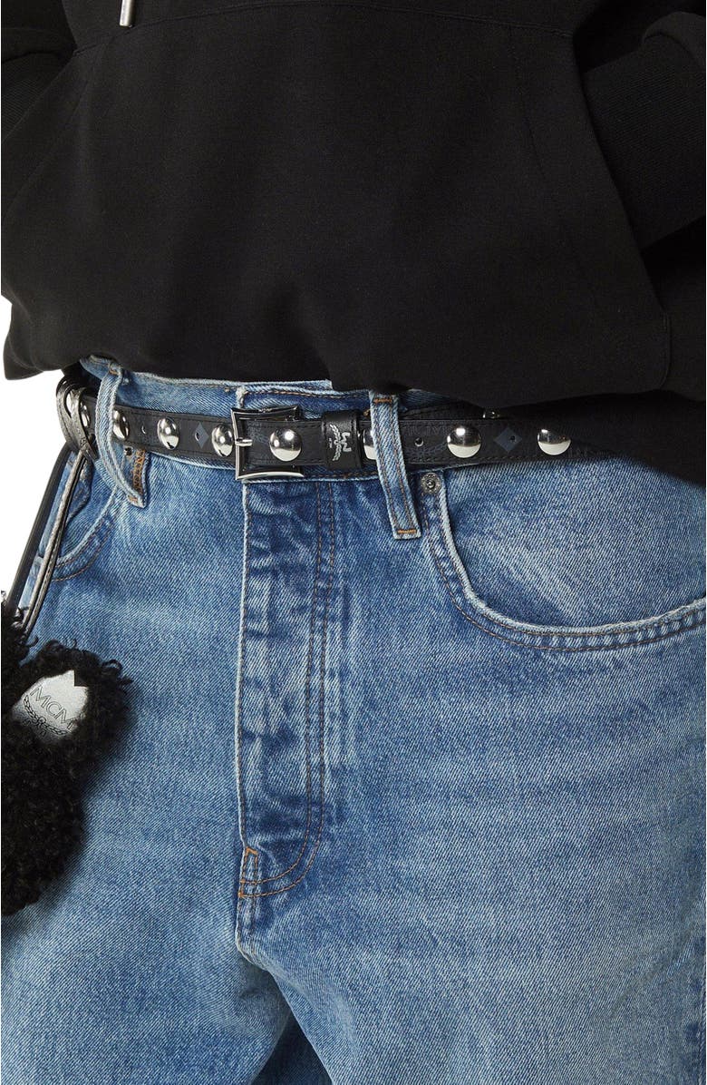 MCM Aren 1" Belt in Galactic Gala Leather, Alternate, color, Black