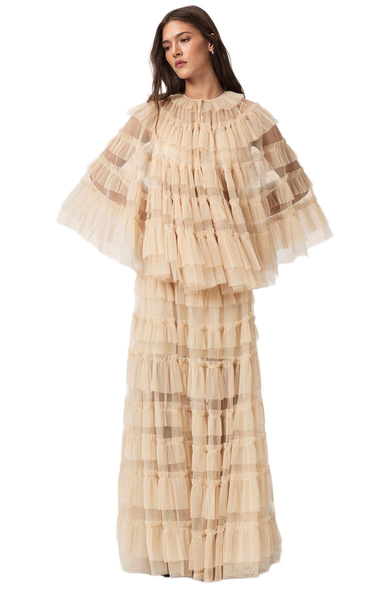 AllSaints Aude Ruffle Cape, Alternate, color, Blush Pink