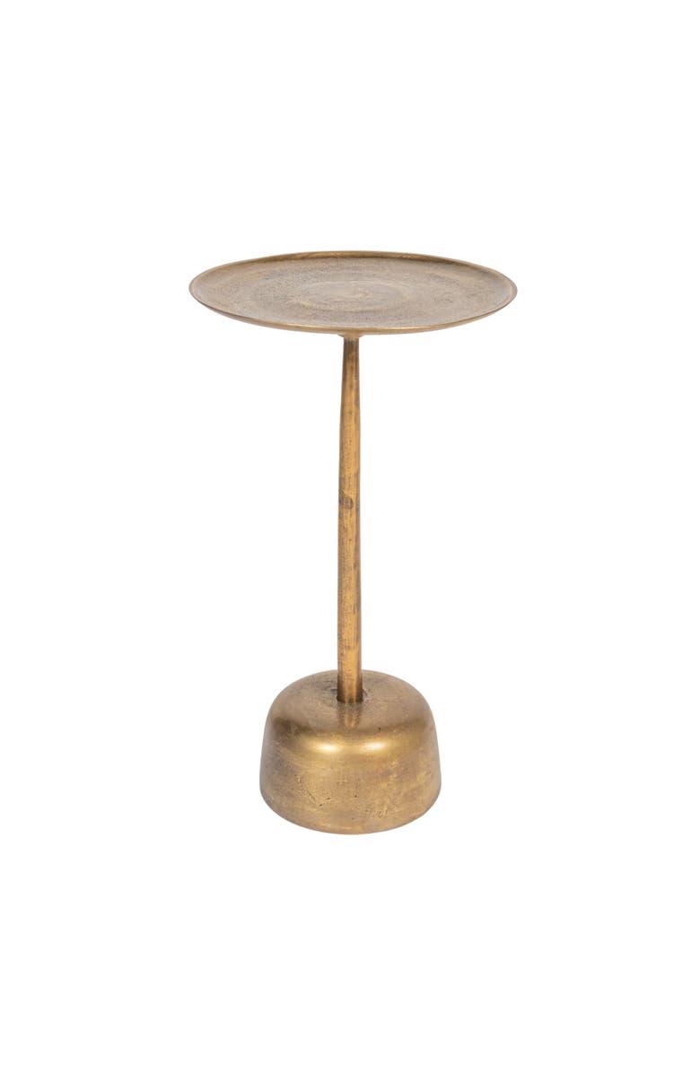 Storied Home Vintage Aluminum Side Table, Antique Brass Finish, Main, color, Brass