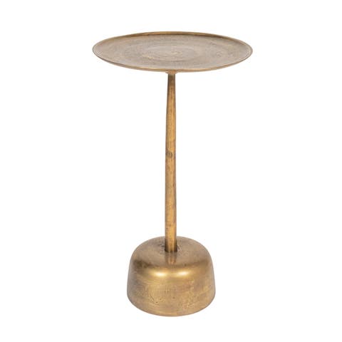 Vintage Aluminum Side Table, Antique Brass Finish