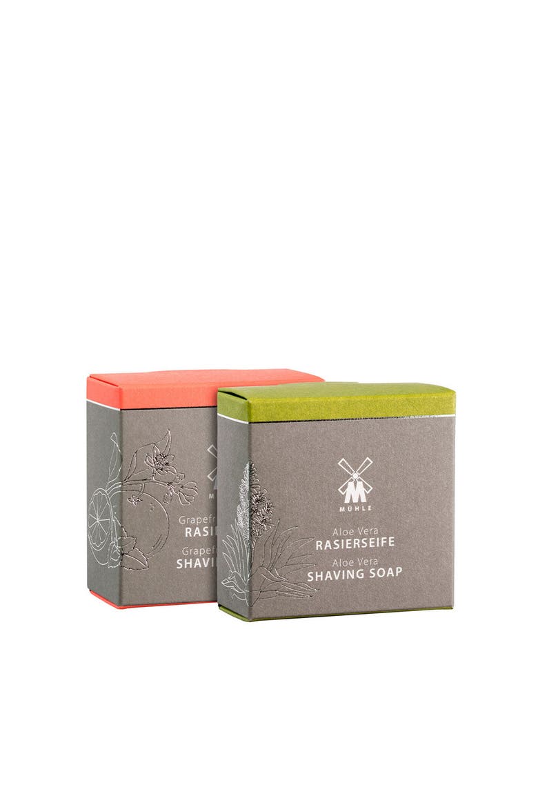 Shave Care Shaving Soap Duo of Aloe Vera and Grapefruit & Mint, Alternate, color, White