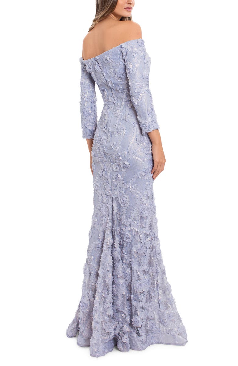 Xscape Evenings Xscape Off The Shoulder Long Sleeve Lace Trumpet Gown, Alternate, color, 