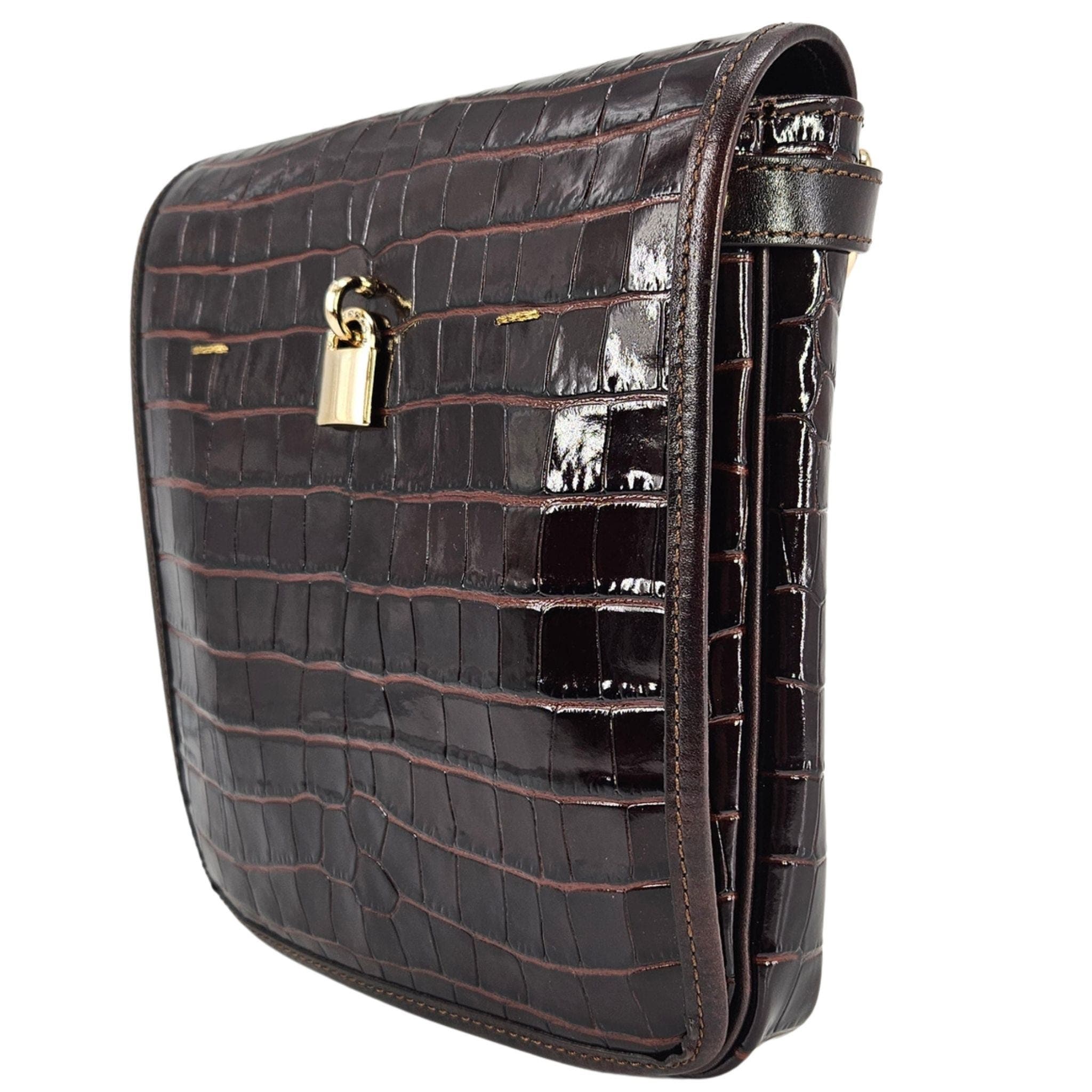 Madison Maison Moc Croc Crossbody Bag, Alternate, color, Chocolate