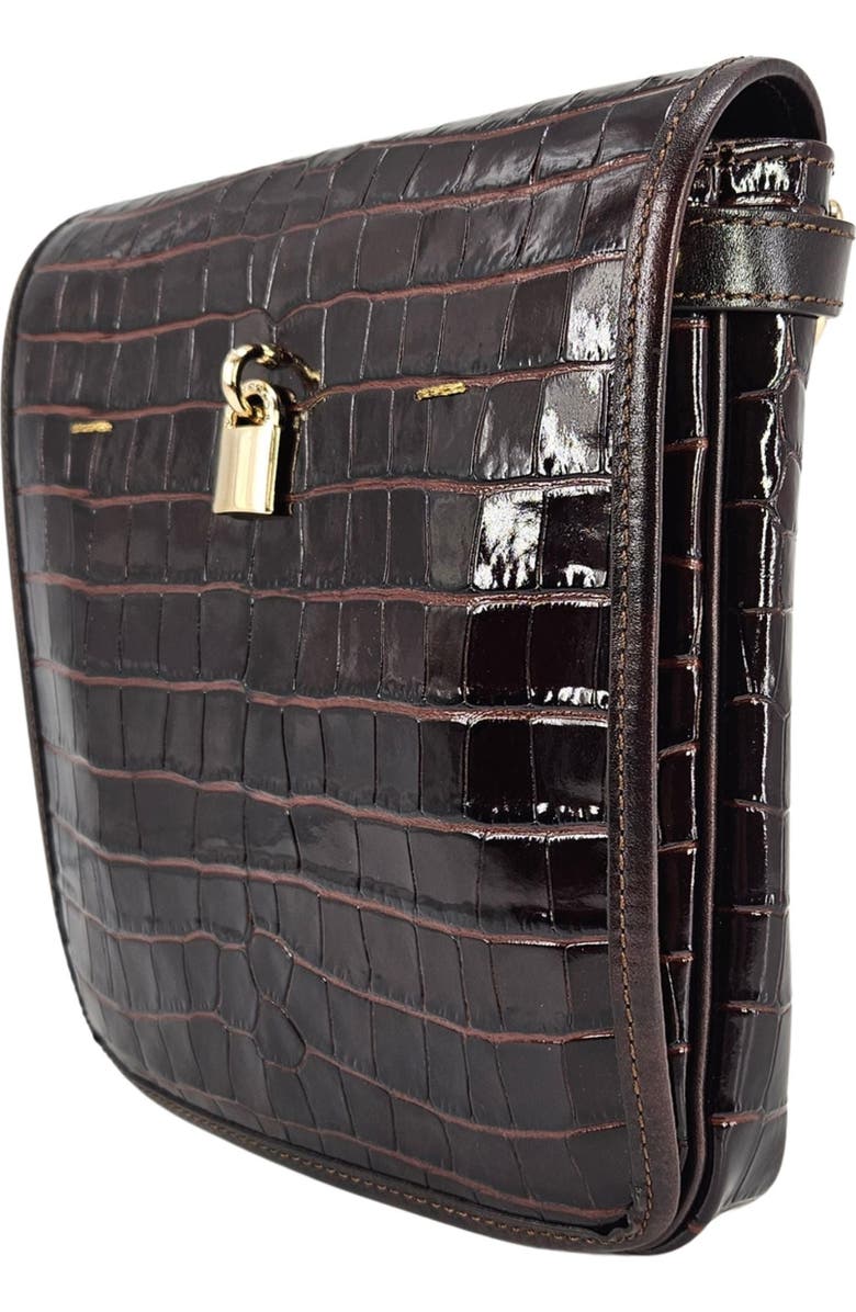 Madison Maison Moc Croc Crossbody Bag, Alternate, color, Chocolate
