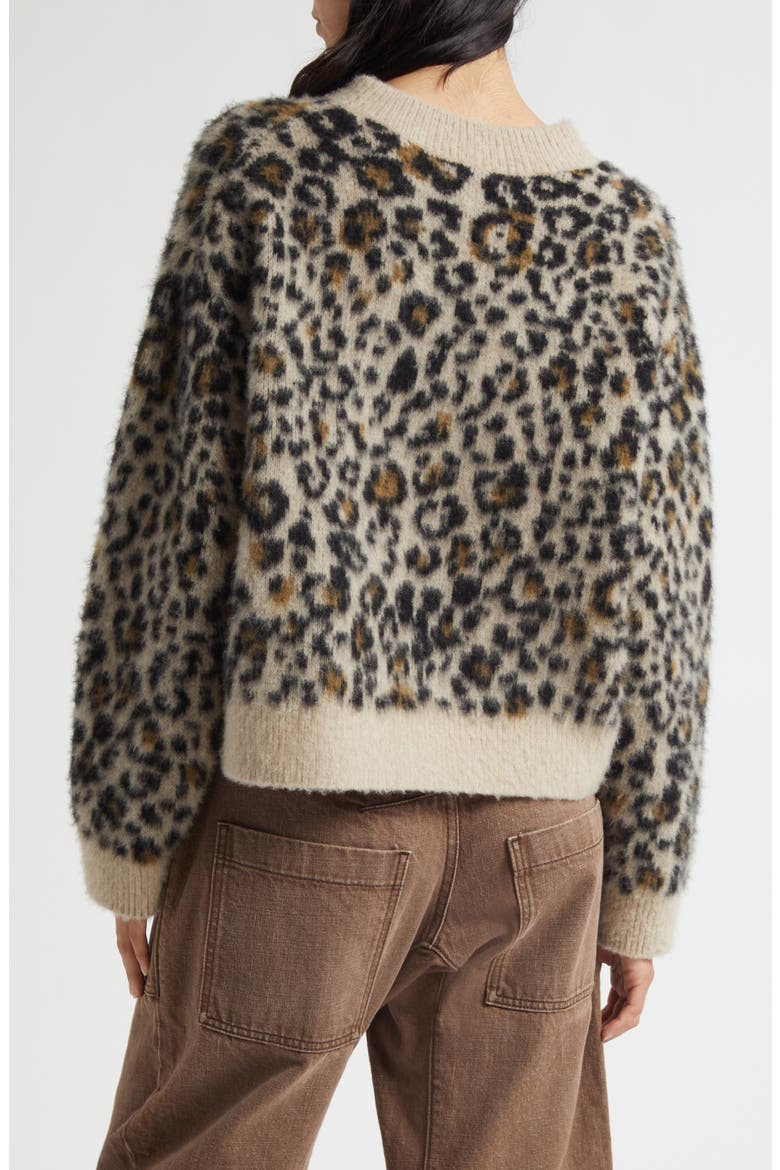 Zamira Leopard Print Cashmere & Silk Sweater, Alternate, color, JUTE LEOPARD