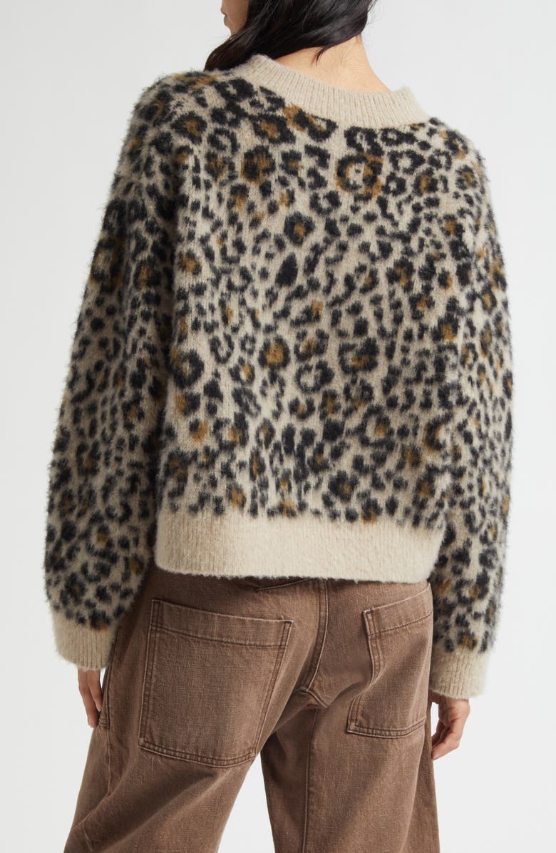 Nili Lotan Zamira Leopard Print Cashmere & Silk Sweater, Alternate, color, Jute Leopard