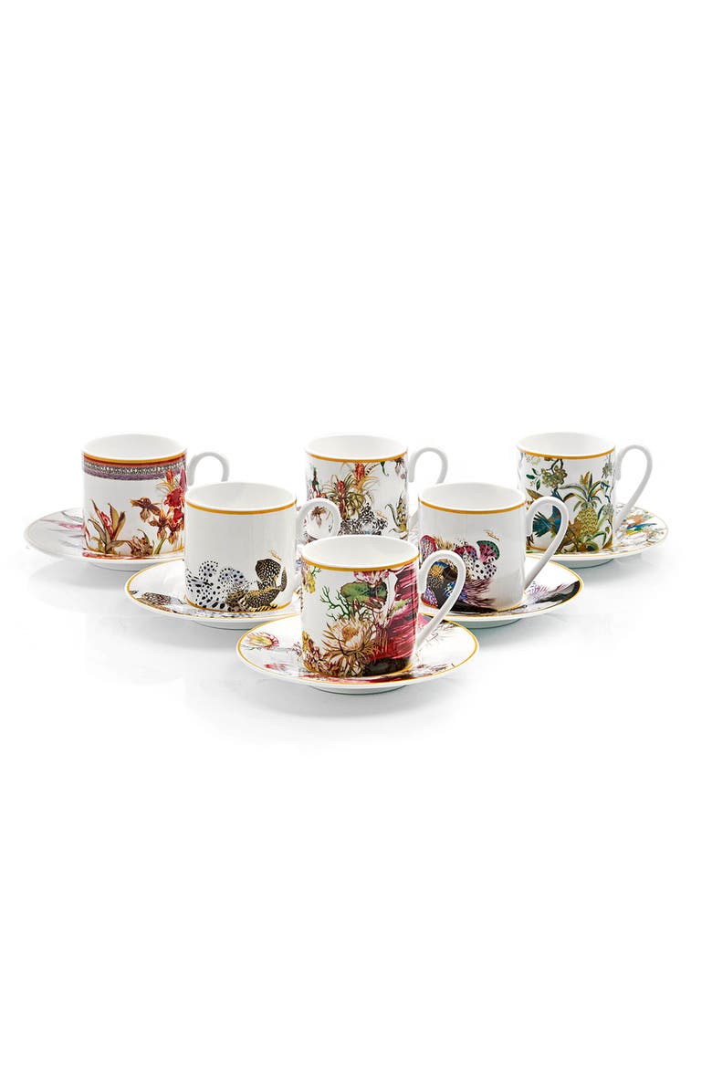 6pcs Coffee Cup & Saucer with Luxury Box, Main, color, Flowers