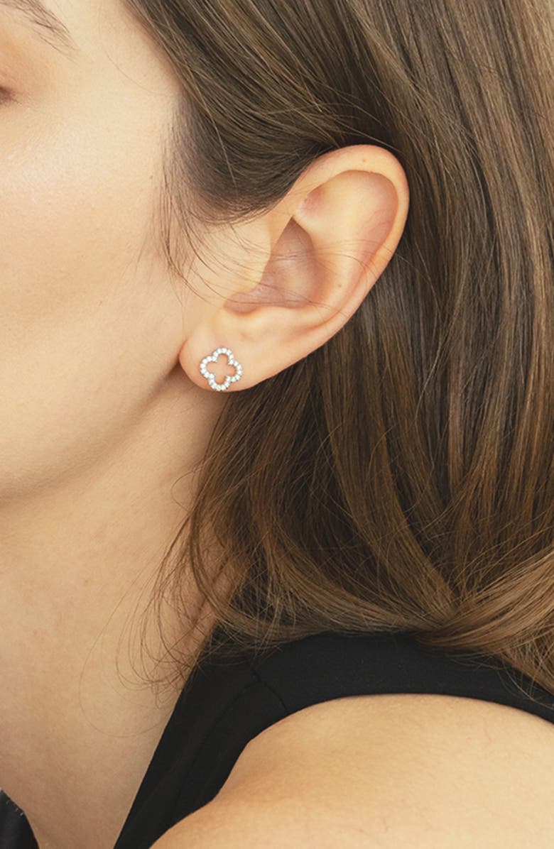 Bearfruit Jewelry Sterling Silver 18k Gold Plated Aria Clover Stud Earrings Minimal Trendy, Alternate, color, Silver