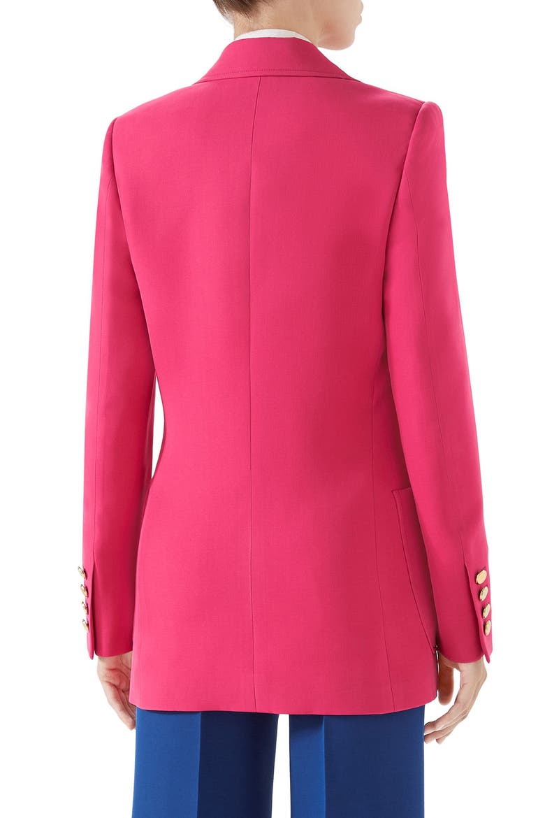Two-Button Wool & Silk Blazer, Alternate, color, DARK PINK YARROW