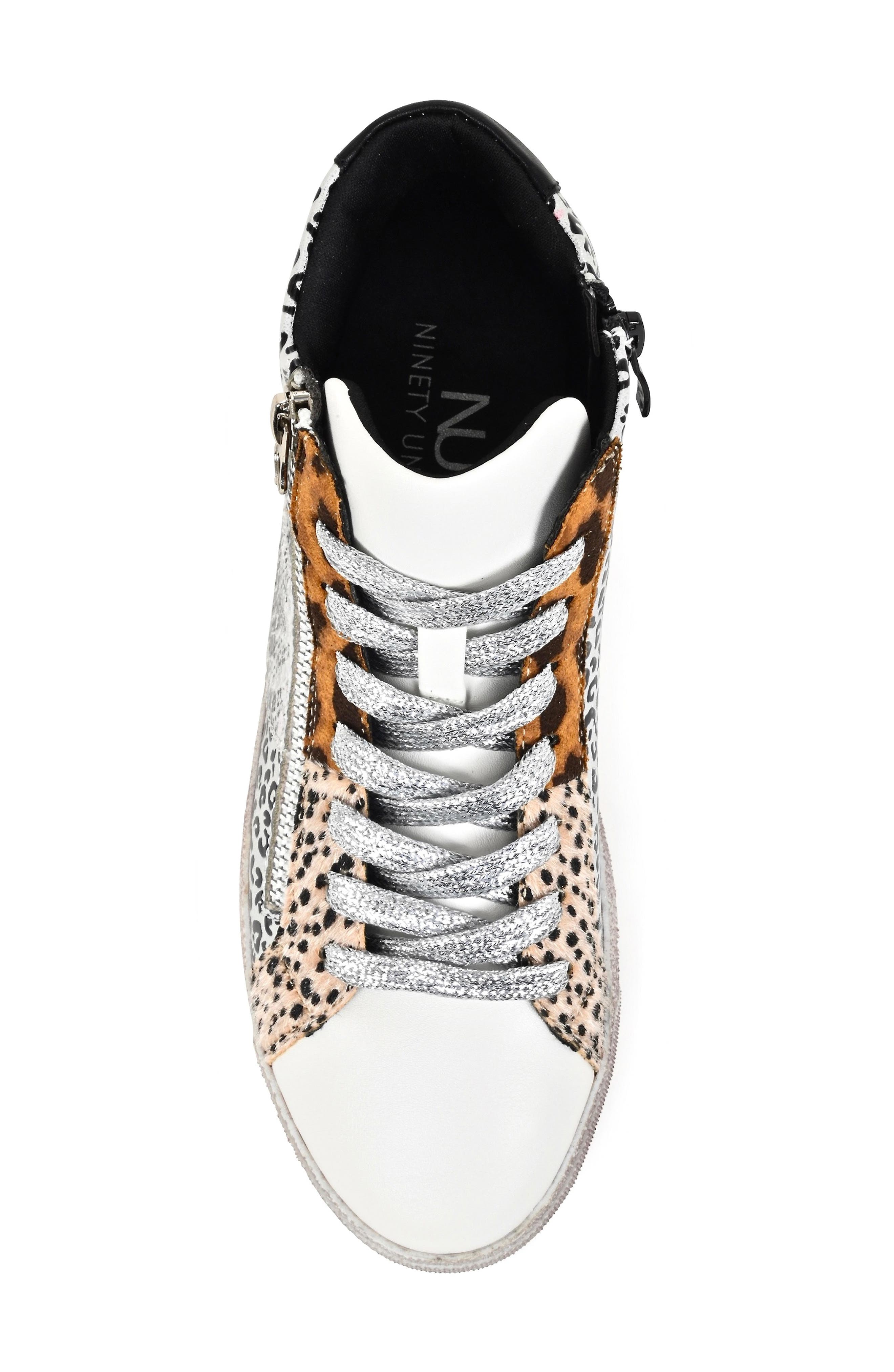 NINETY UNION Mia High Top Sneaker with Faux Calf Hair Trim, Alternate, color, Animal