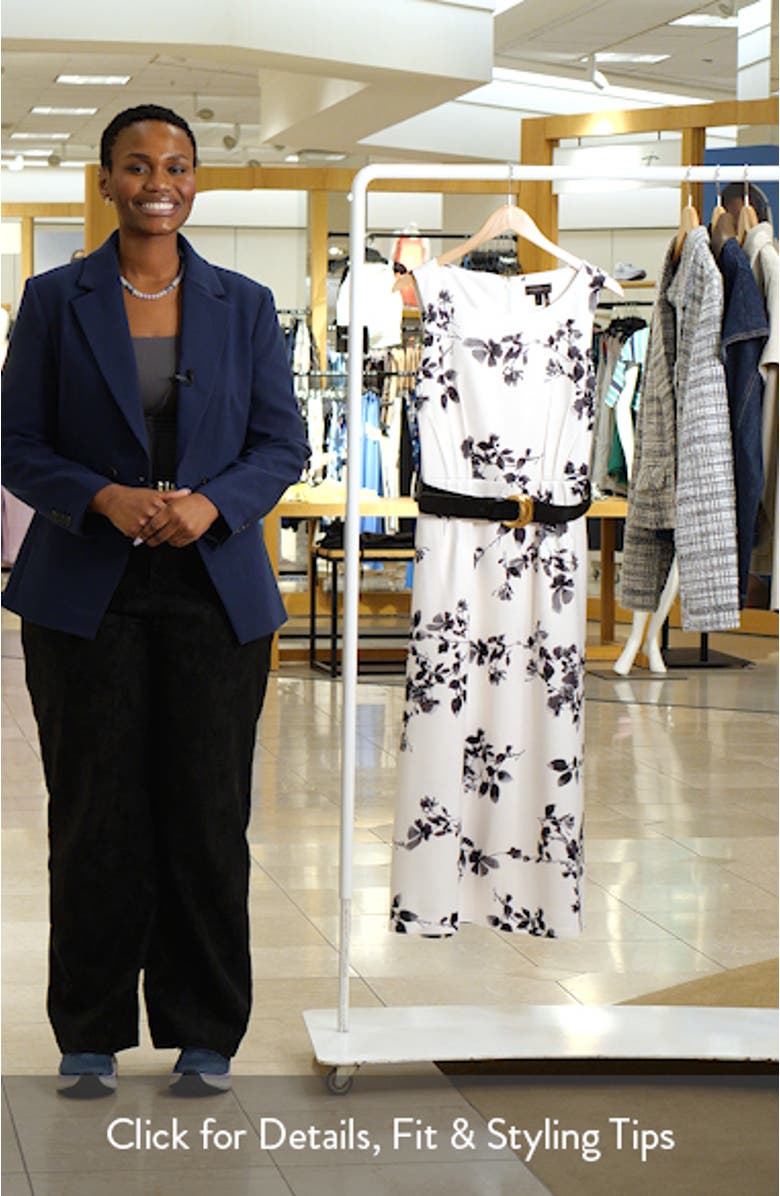 Belted Floral Print Midi Dress, sales video thumbnail