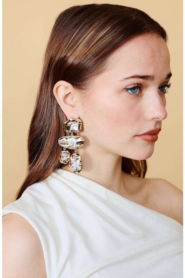 Shore Crystal Drop Earrings, Alternate, color, GOLD