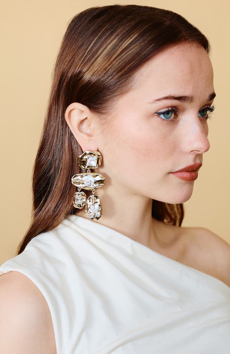 Petit Moments Shore Crystal Drop Earrings, Alternate, color, Gold