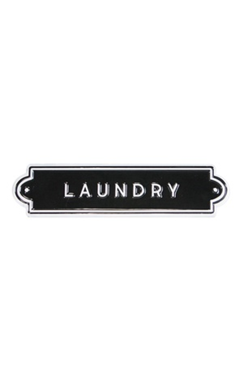 VIP Home and Garden VIP Metal Black Embossed Laundry Sign, 18 Inch Decorative Wall Sign, Main, color, Black