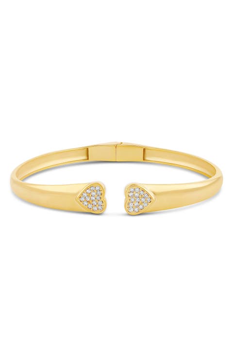 Open Pavé Heart Cuff Bracelet