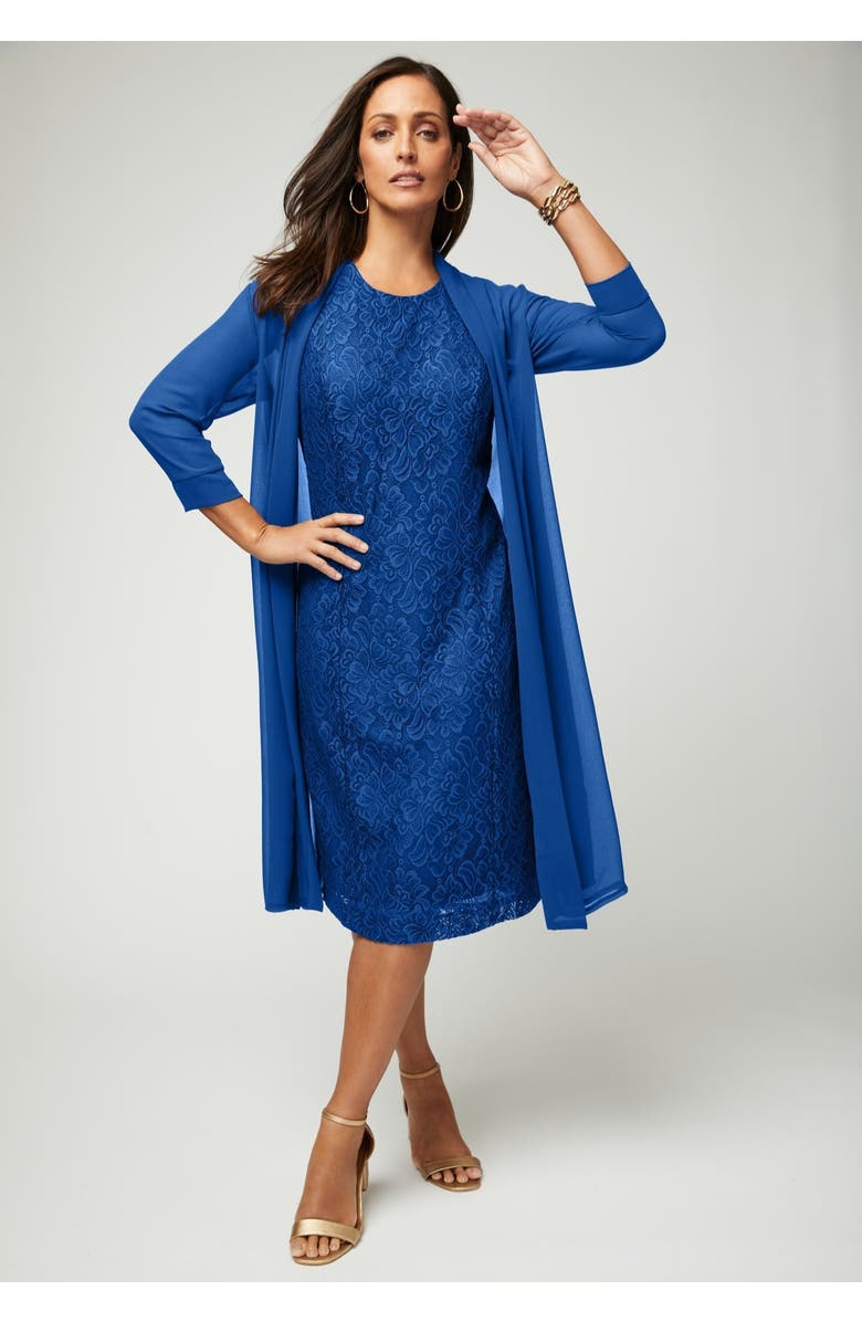 Jessica London 2-Piece Lace Jacket Dress, Main, color, White