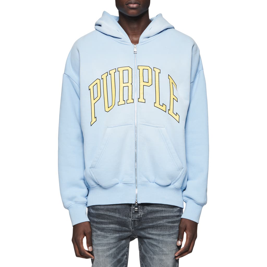 Purple Brand Oversize Heavyweight Fleece Zip Hoodie In Blue