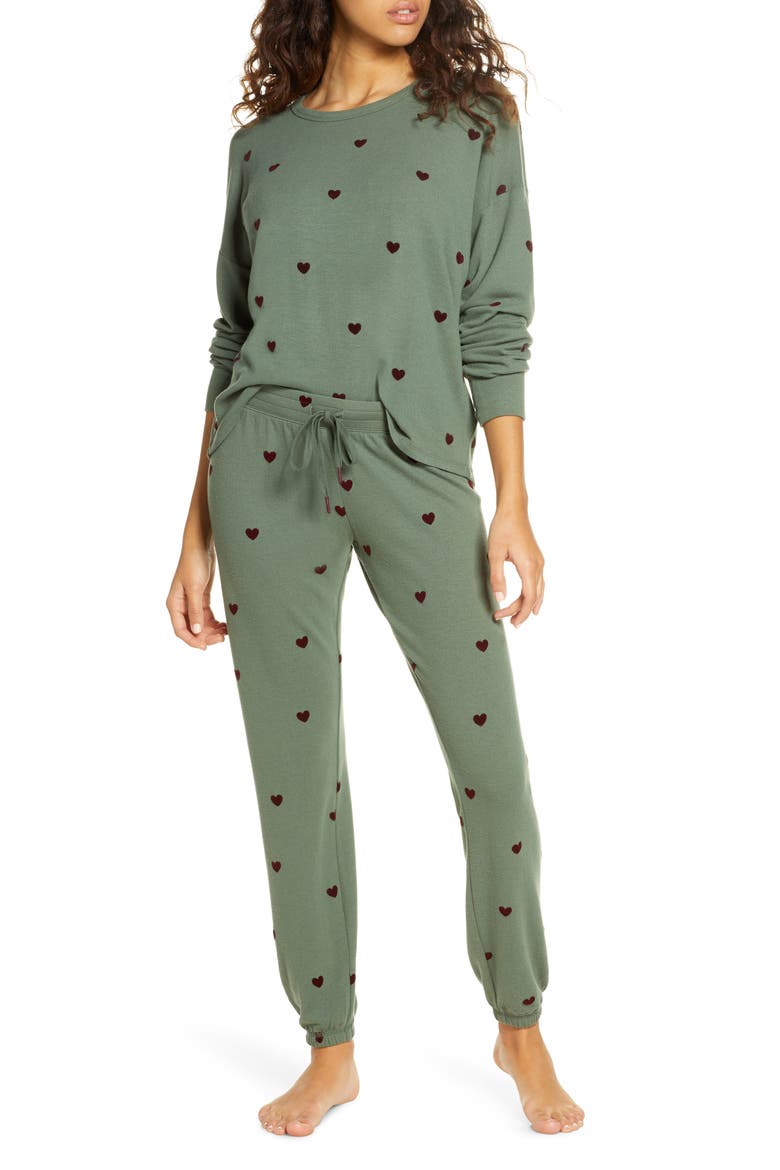 Just Peachy Pajamas, Main, color, OLIVE HEARTS