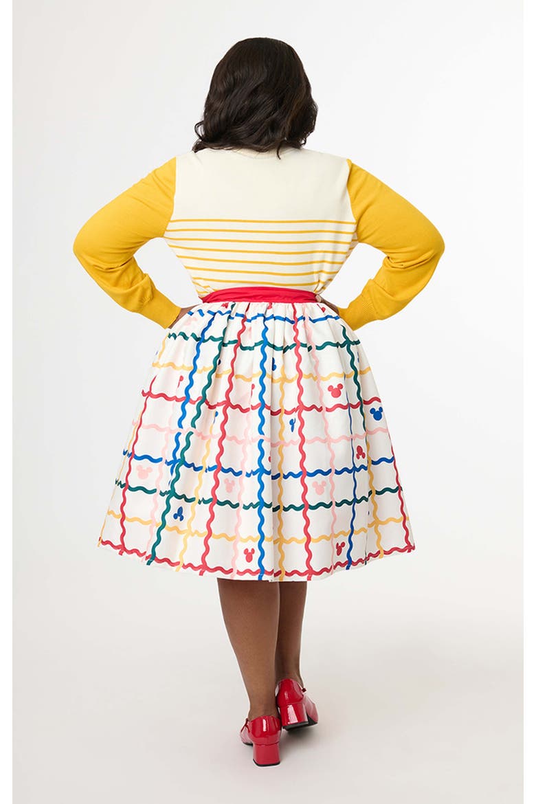 Plus Size Printed Woven Gellar Skirt, Alternate, color, White Rainbow Mickey Plaid