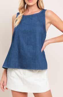 Open Back Sleeveless Cotton Top