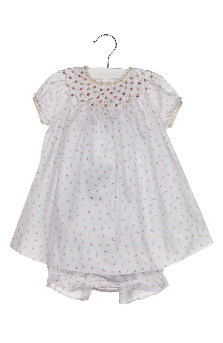 Luli & Me Rosebud Smocked Bishop Dress & Bloomers Set, Main, color, 