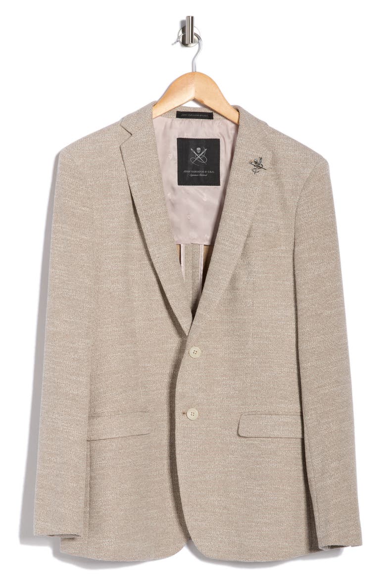 Heathered Knit Two Button Sport Coat, Alternate, color, TAN