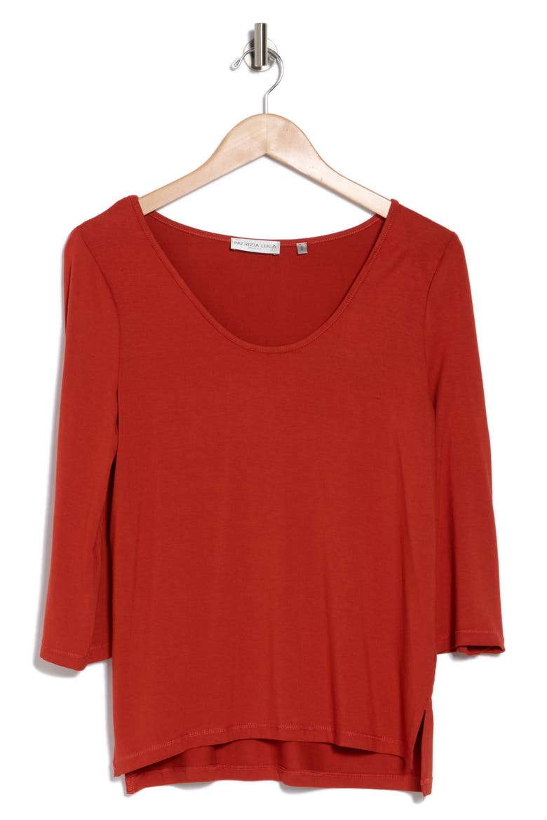 Three Quarter Sleeve Top, Alternate, color, RUST