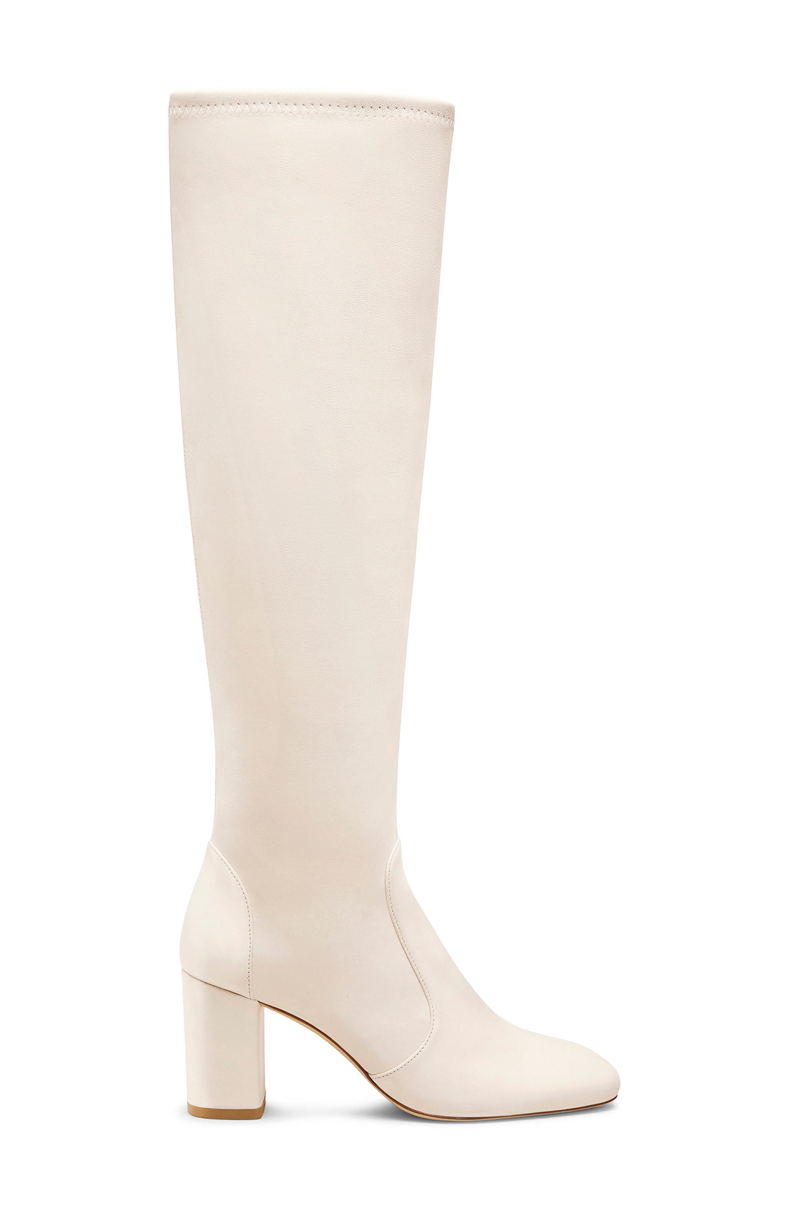 Stuart Weitzman Lucie Knee High Block Heel Boot, Alternate, color, Cream.
