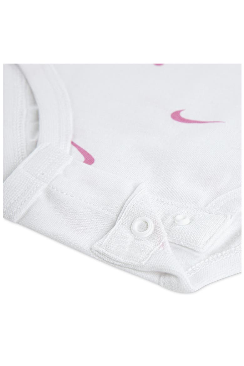 Kids' 3-Piece Stripe & Swooshfetti Bodysuit & Shorts Set, Alternate, color, PLAYFUL PINK