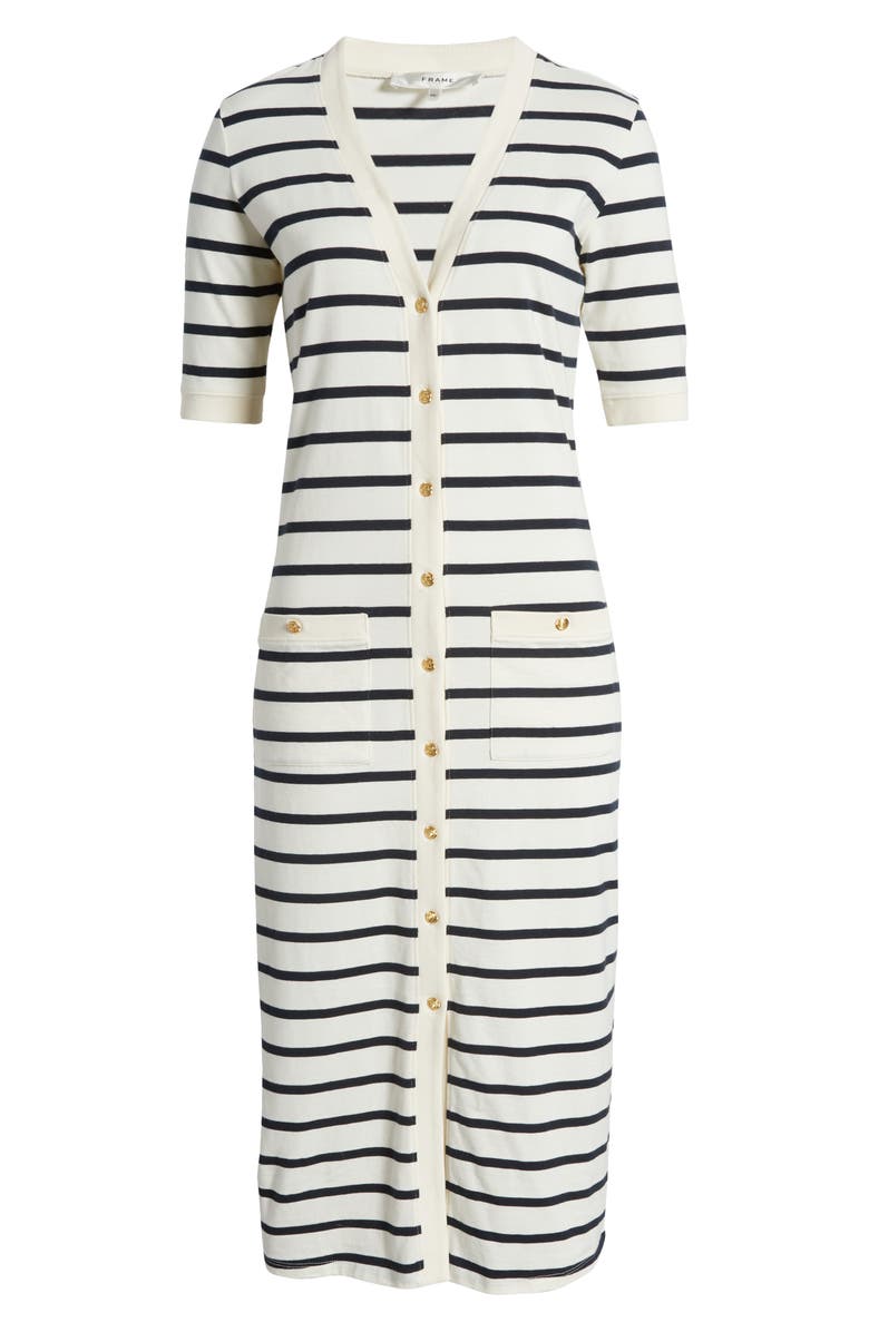 FRAME Stripe Henley Midi Dress, Alternate, color,
