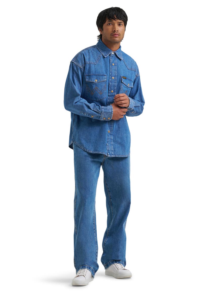 Long Sleeve Denim Western Shirt, Alternate, color, COWBOY FADE